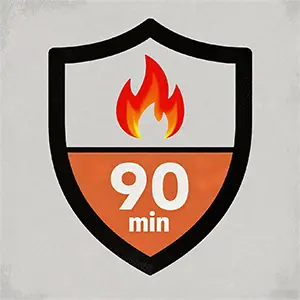 Grade C Fire integrity ≥ 90 minutes, fire insulation ≥90 minutes