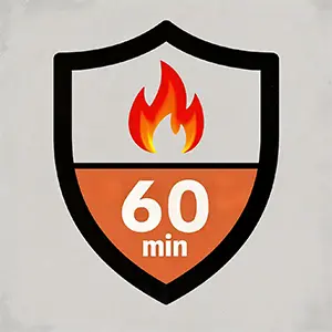 Grade C Fire integrity ≥ 60 minutes, fire insulation ≥ 60 minutes